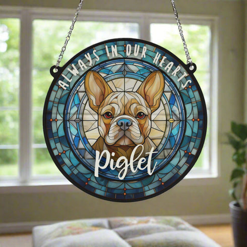 French Bulldog Tan Memorial Stained Glass Effect Suncatcher